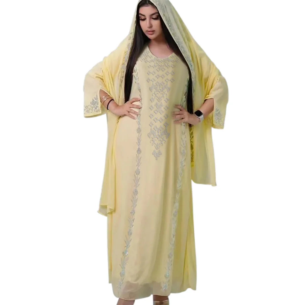 Elegant Middle East Muslim Hijab Abaya Dress for Women Eid Arabic Party Islamic Turkey Dresses Moroccan Caftan Robe - Seprincess