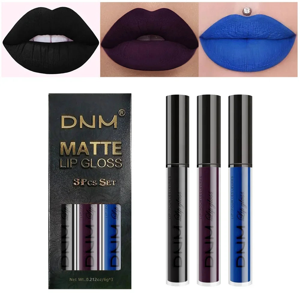 3 Colors/set Matte Velvet Lip Gloss Non-Stick Cup Waterproof Long-lasting Liquid Lipstick Cosmetic Keep 24 Hours Fashion Makeup - Seprincess