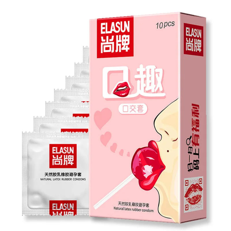 10pcs Oral Sex Condoms Fruit Flavor Passionate Contracepation Sex Toys Cherry Fragrance Cock Penis Sleeve Sex Supplies for Men - Seprincess