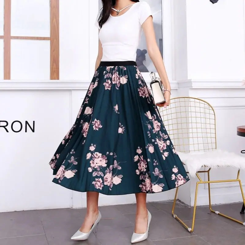 Pleated Skirt Women Summer 2022 New  Print Cartoon Pattern  Elastic Women Skirt Big Swing Party Holiday High Waist Skirts - Seprincess