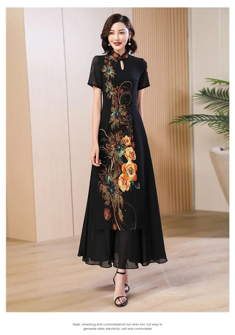 2024 chinese dress qipao oriental party qipao dress chinese style modern cheongsam embroidery vintage a line cheongsam dress - Seprincess