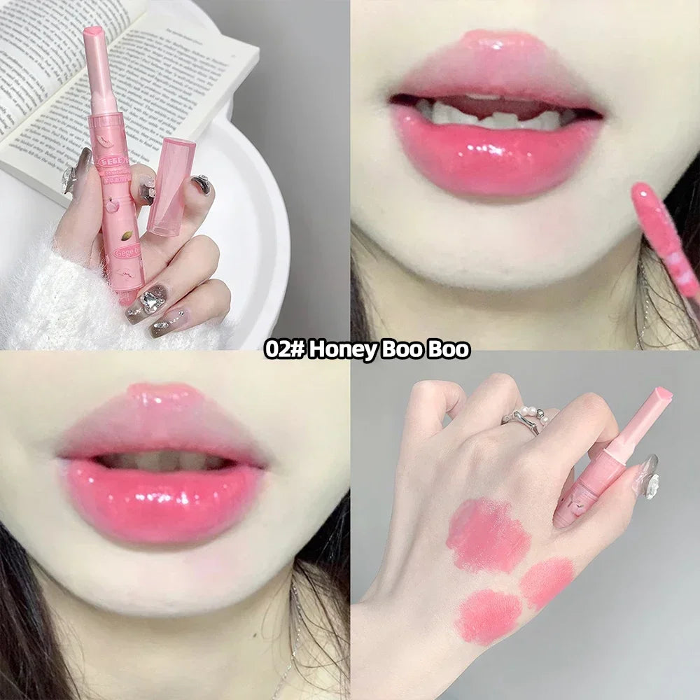 Jelly Pink Lipsticks Pen Moisturizing Lasting Mirror Water Light Solid Lip Gloss Glass Clear Lip Glaze Makeup Korean Cosmetics - Seprincess