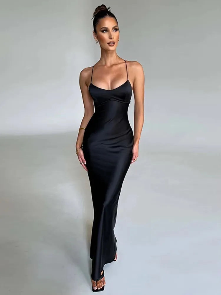 Avrilyaan Satin Backless Slim Sexy Dress Women 2024 Bodycon Long Summer Dress Mermaid Elegant NightClub Party Dresses Vestidos - Seprincess