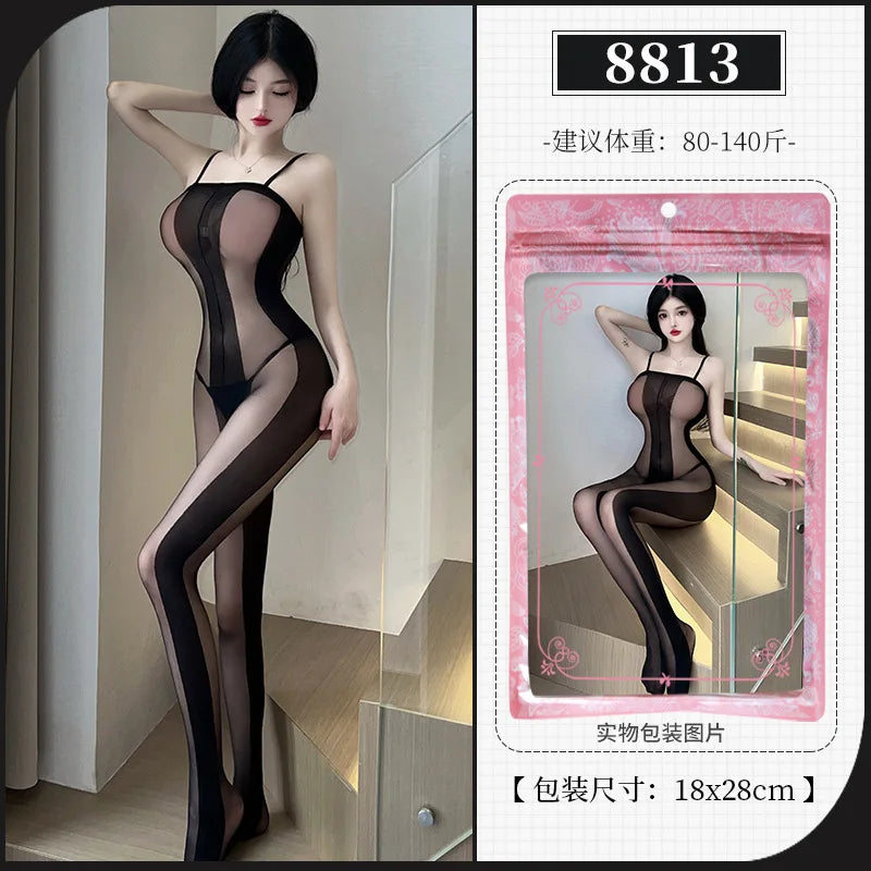 Sexy Erotic Lingerie For Women Porn Fishnet Mesh Bodysuit Female Perspective Sex Crotchless Hollow Stretch Teddy Bodystockings