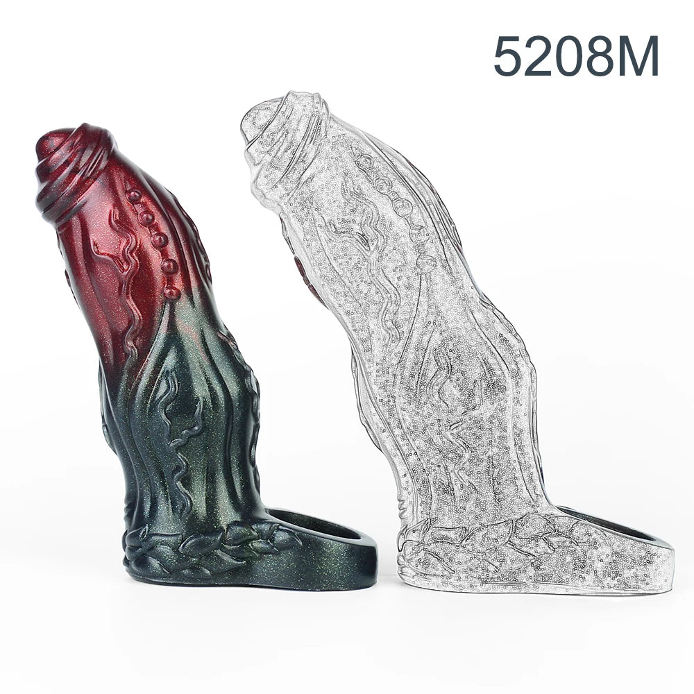 FAAK Large Silicone Fantasy Knot Penis Sleeve  Cock Enlargement Sex Toys For Men Delay Ejaculation Size M L