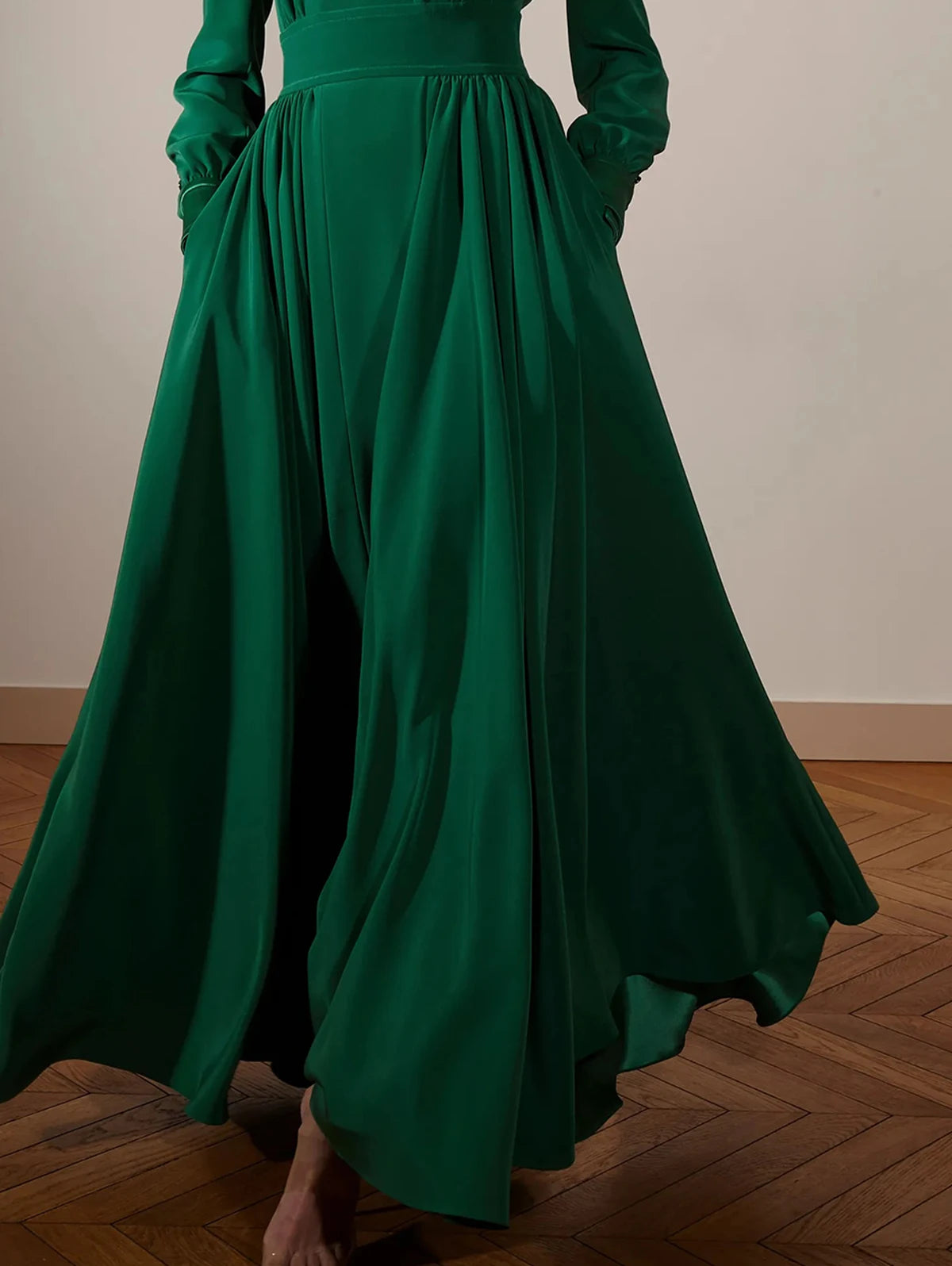 Women Clothing Long Dress Green Velvet Autumn Shawl Collar Pocket Evening Party Prom Abayas Muslim kaftan African Maxi Dress - Seprincess