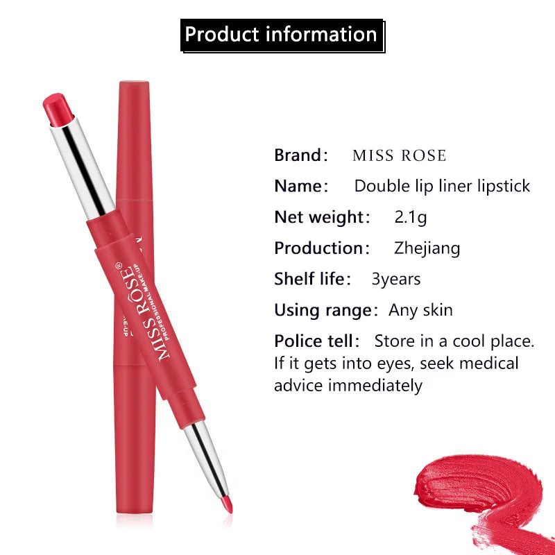 Miss Rose Double-end Lipstick Lipgloss Pencil Makeup Long Lasting Tint Sexy Red Lip Stick Beauty Matte Lip Gloss Pen Cosmetic - Seprincess