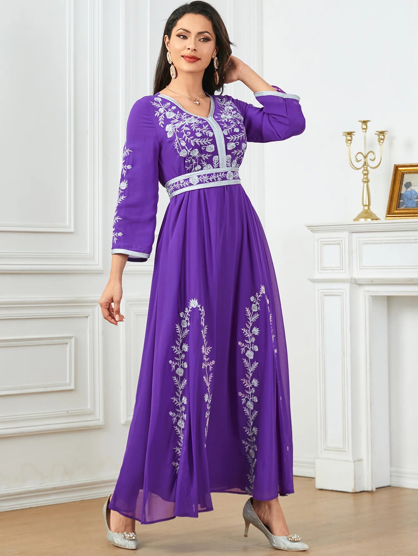 Elegant 2024 New Abayas for Women Embroidery Maxi Dress Muslim Kaftan Dubai Turkey Arabic Robe Jalabiya Djellaba Caftan Marocain - Seprincess