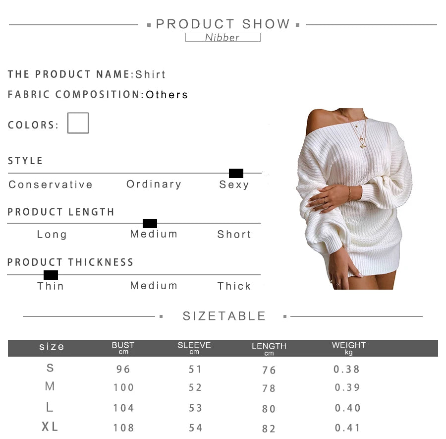 Knitted Sweater Dresses For Women Autumn Winter Loose Off Strapless Female Christmas Party Dresses - Seprincess