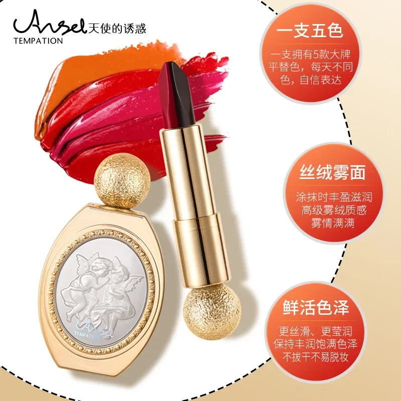 Oriental Classical Beauty 5 in 1  Lipstick Matte Pigmented Waterproof Lasting Lip Makeup Silky touch Charming Cosmetics - Seprincess