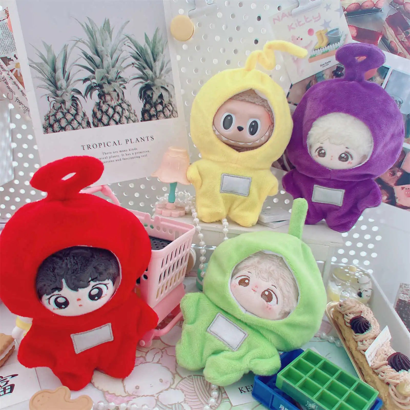 10-15Cm Anime Kawaii Teletubbies Cotton Doll Clothes Labubu Plush Doll Jumpsuit Hat Plushie Baby Crawling Clothes Accessories - Seprincess