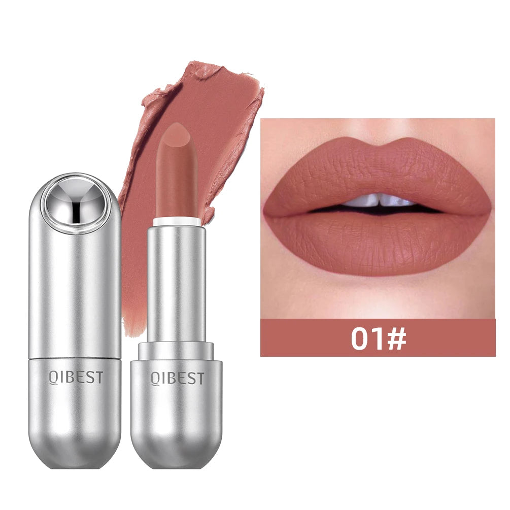 QIBEST Matte Lipstick Waterproof Long Lasting Non-stick Cup Lip Stick Not Fading Sexy Red Orange Velvet Lipstick Makeup Cosmetic