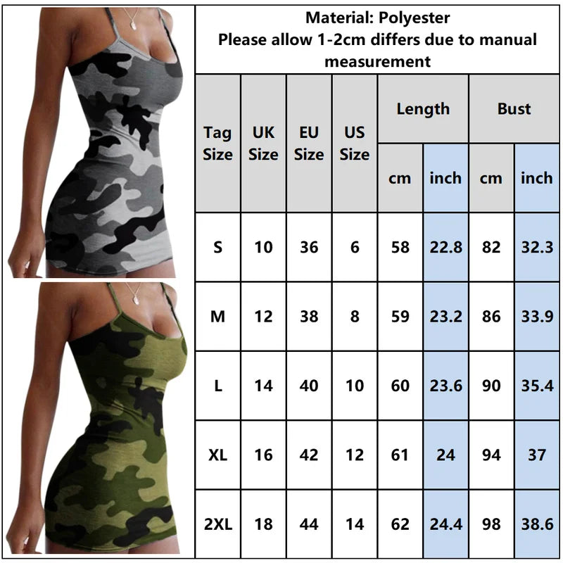 Italy Strap Sexy Dress Camouflage Print Mini Dress Short Summer Sleeveless Women Clothing Summer Dress Bodycon Casual Dress - Seprincess