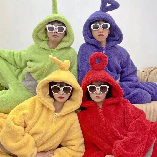 New Miniso New Teletubbies Cartoon Adult Jumpsuit Costume Adult Onesie Pajamas Unisex Animal One-Piece Clothes Cosplay Homewear - Seprincess