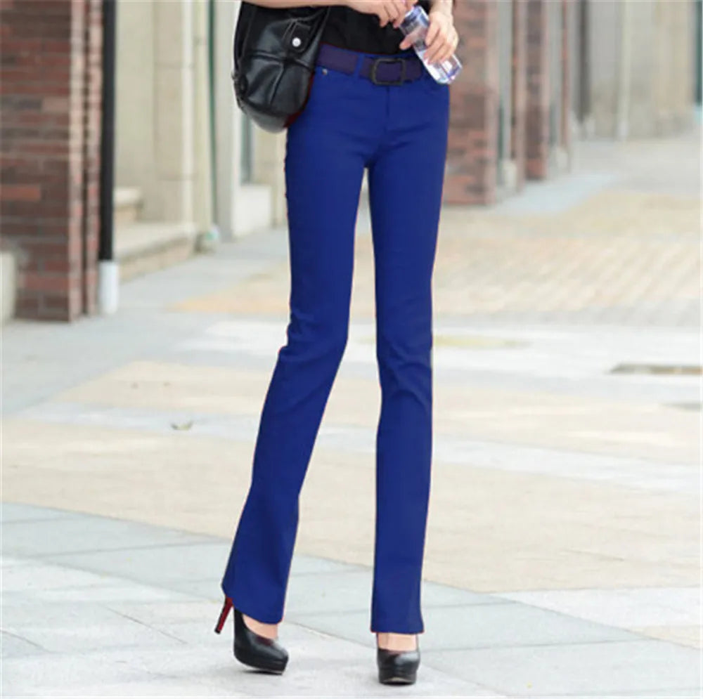 Women Flare Pants Dress With Pockets Stretch Pencil Bootcut Bell Bottom Trousers Flared Jeans Work Casual