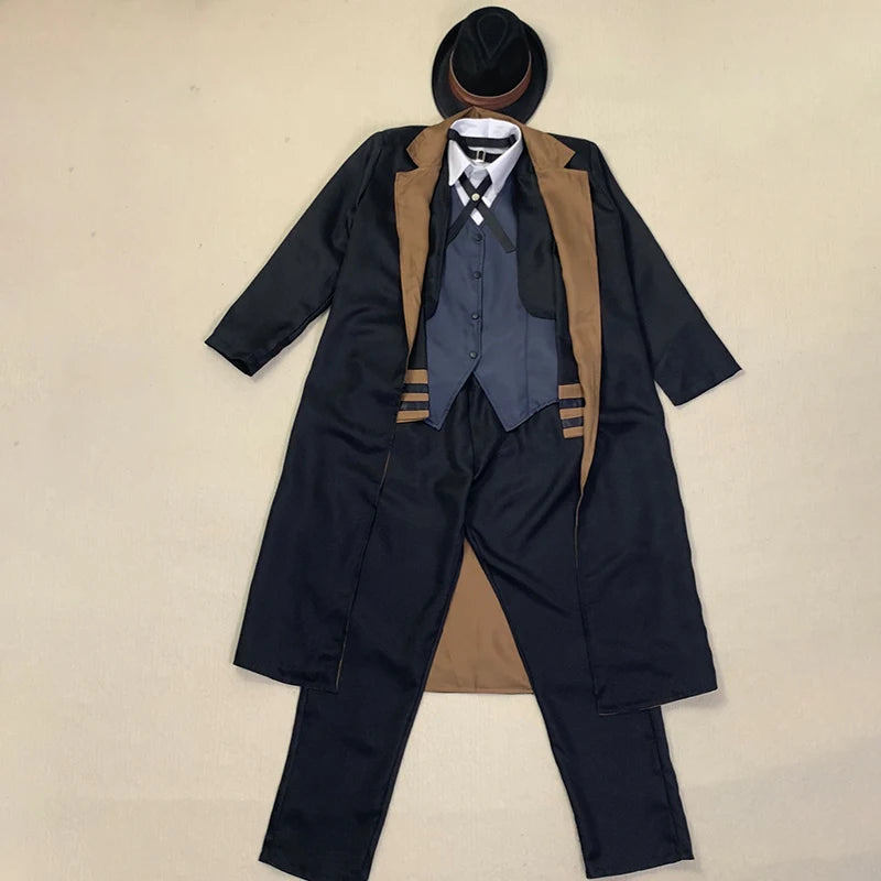 Nakahara Chuuya Cosplay Costume  Include Hat Uniform Trench Coat Pants Big Size Outfits Halloween Party for Comic Con - Seprincess