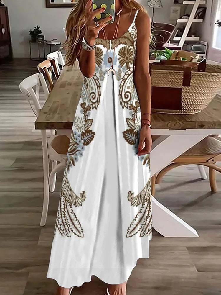 2024 New Spring And Summer Everyday Elegant Sleeveless Dress Casual Fashion Long Dress Urban Street 3D Printed Women's Dresses - Seprincess