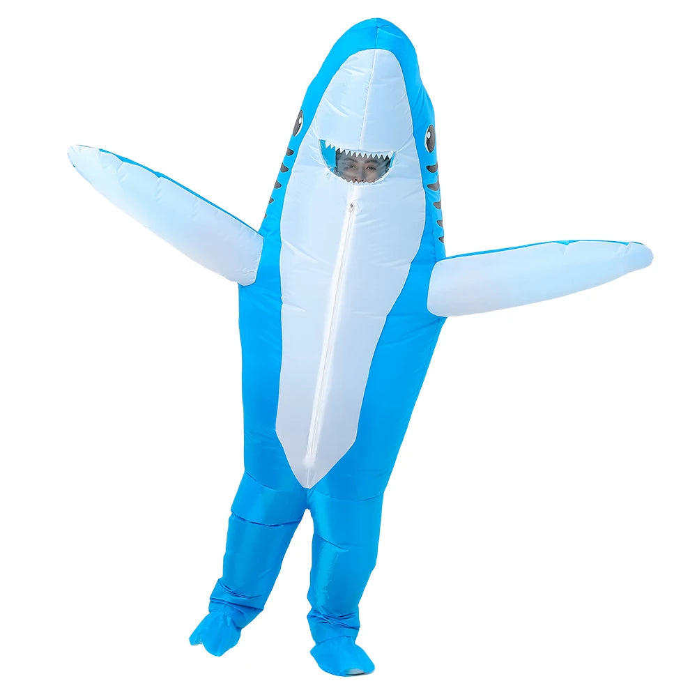 Unisex Funny Inflatable Shark Cosplay Costume Suit Adult Fancy Dress Performance Clothes Halloween Carnival Theme Party - Seprincess