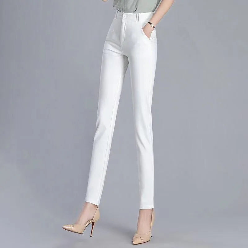 White Pants 2024 New Spring Summer High Waist Slim Stretch Pencil Pants Office Ladies Elegant Suit Pants Women Straight Trousers