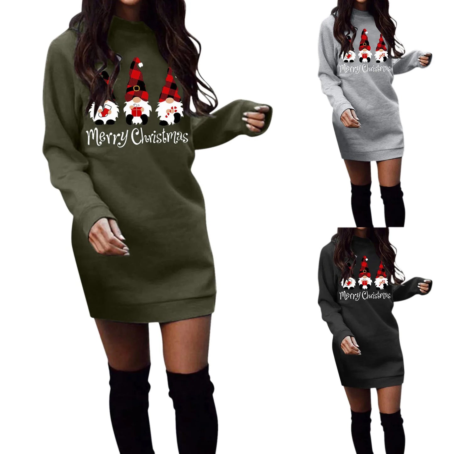 Streetwear Women Clothing Y2k Dress Winter Clothes Women Hoodies Pullover Christmas Casual Autumn Harajuku Sweatshirts Dress - Seprincess