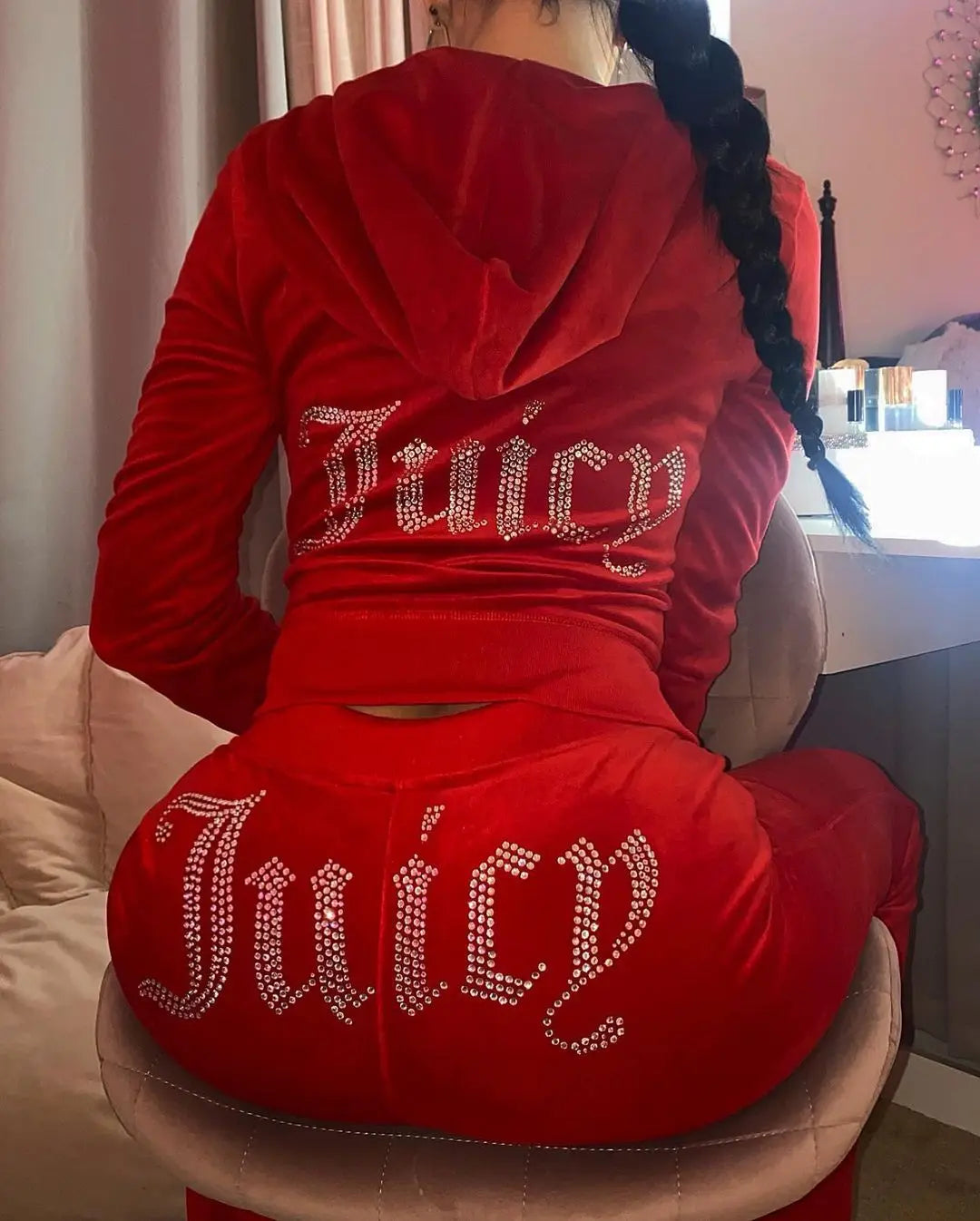 2023 Spring Autumn Tracksuit  2-Piece Set  Suit Women Velvet Juicy Sweatshirt and Pants with Diamonds Outfits - Seprincess