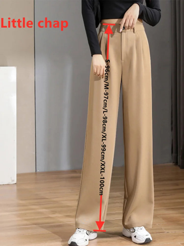 Women Chic Office Wear Straight Pants Vintage High Ladies Trousers Baggy Korean 2024 Spring/Summer/Autumn Wide Leg Female