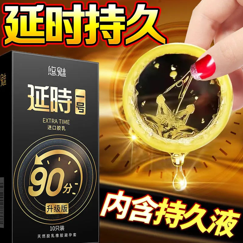 Black Condoms for Men Delay Ejaculation Latex Penis Sleeve Long Lasting Vaginal Condoms Adults Sexulaes Toys Safer Contraception - Seprincess