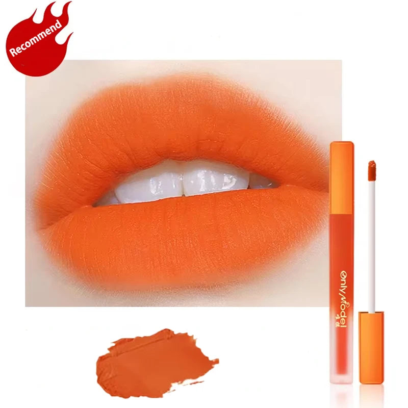 Velvet Orange Lipstick Brighten Skin Matte Lipsticks Waterproof Long Lasting Lip Stick Lip Tint Women Korean Cosmetic Lip Glaze - Seprincess