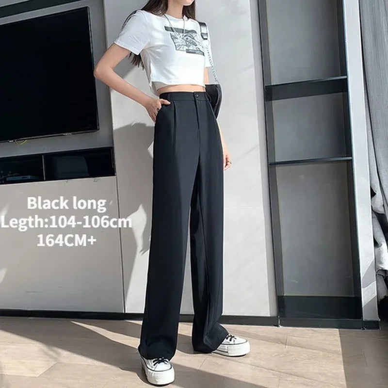 Casual High Waist Loose Wide Leg Pants for Women Spring Autumn New Female Floor-Length White Suits Pants Ladies Long Trousers