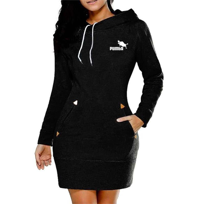 Sweatshirt Womens Dresses Pockets Fashion Casual Zip Neckline Sports Skirt Warm Simple Daily Autumn Hooded Comfort Autumn Winter - Seprincess