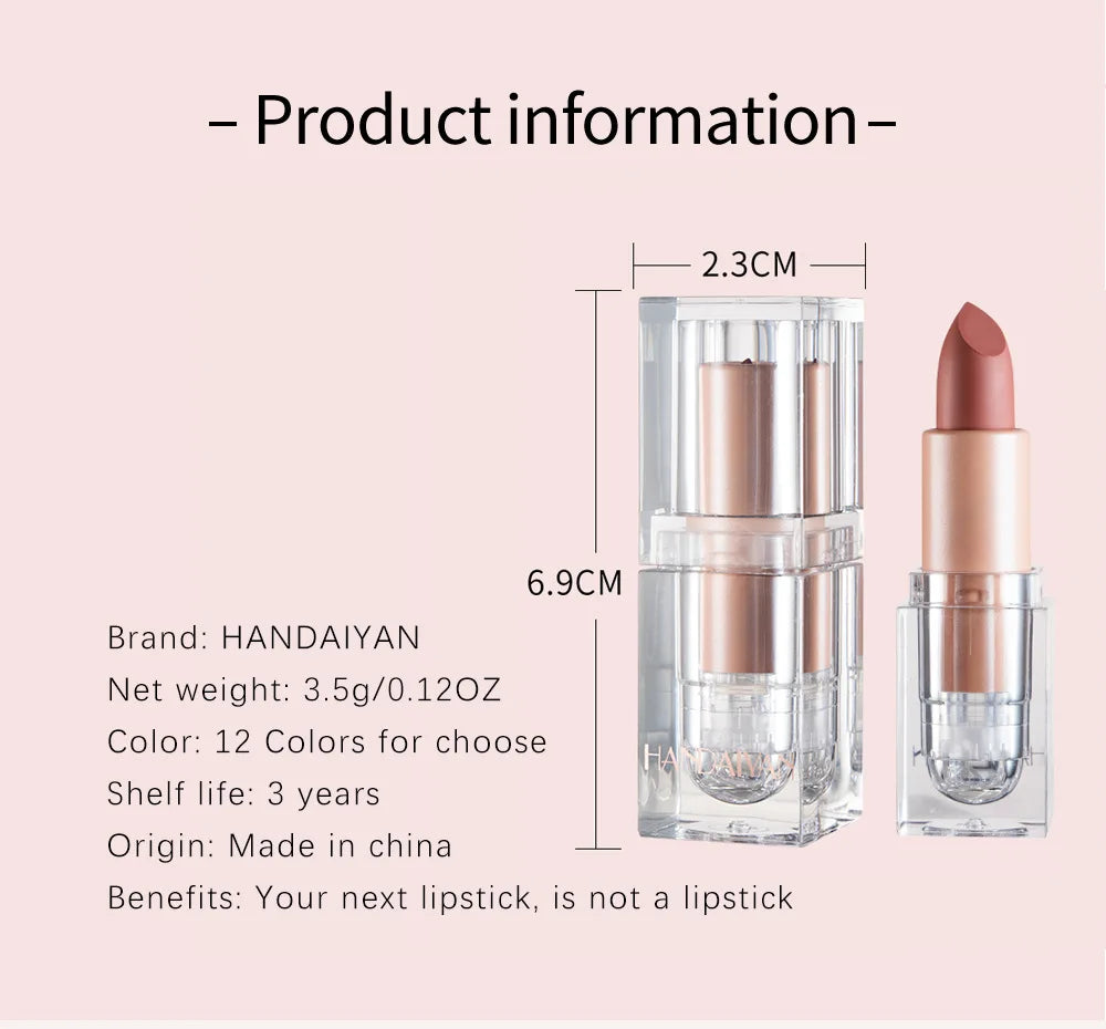 Handaiyan 12 Colors Matte Waterproof Velvet Nude Lipstick Sexy Red Brown Pigments Makeup Long Lasting Profissional - Seprincess