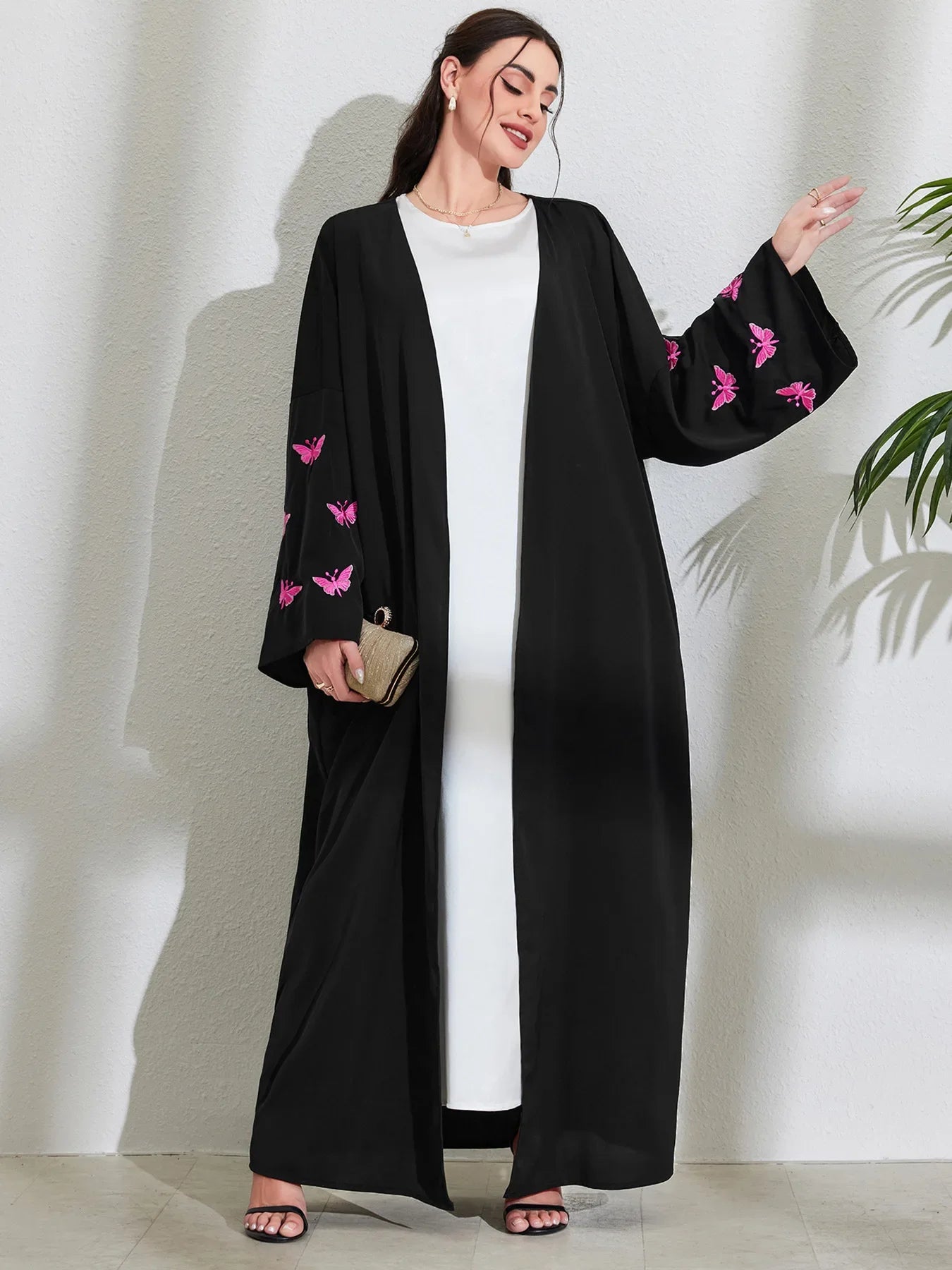 Eid Muslim Abayas for Women Butterfly Embroidery Elegant Cardigan Party Abaya Caftan Ramadan Dubai Arab Long Robe 2025 Dress - Seprincess