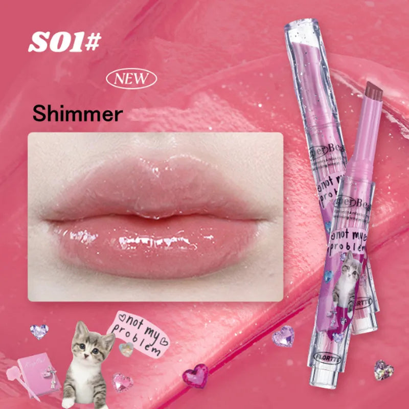 【New Arrival】FLORTTE Shimmer Lipstick Solid Lip Balm Moisturizing Water Gloss Lip Glaze - Seprincess