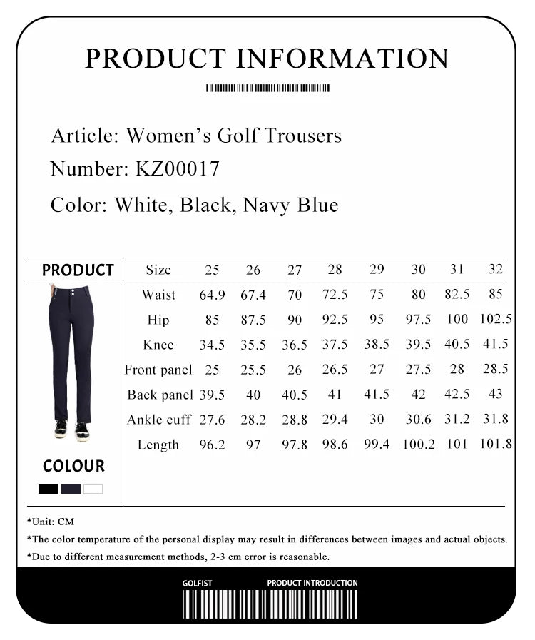 Golf Women's Pants Sttraight High Waist Causal Sportswear Elastic Brethable Golf Tennis Trousers