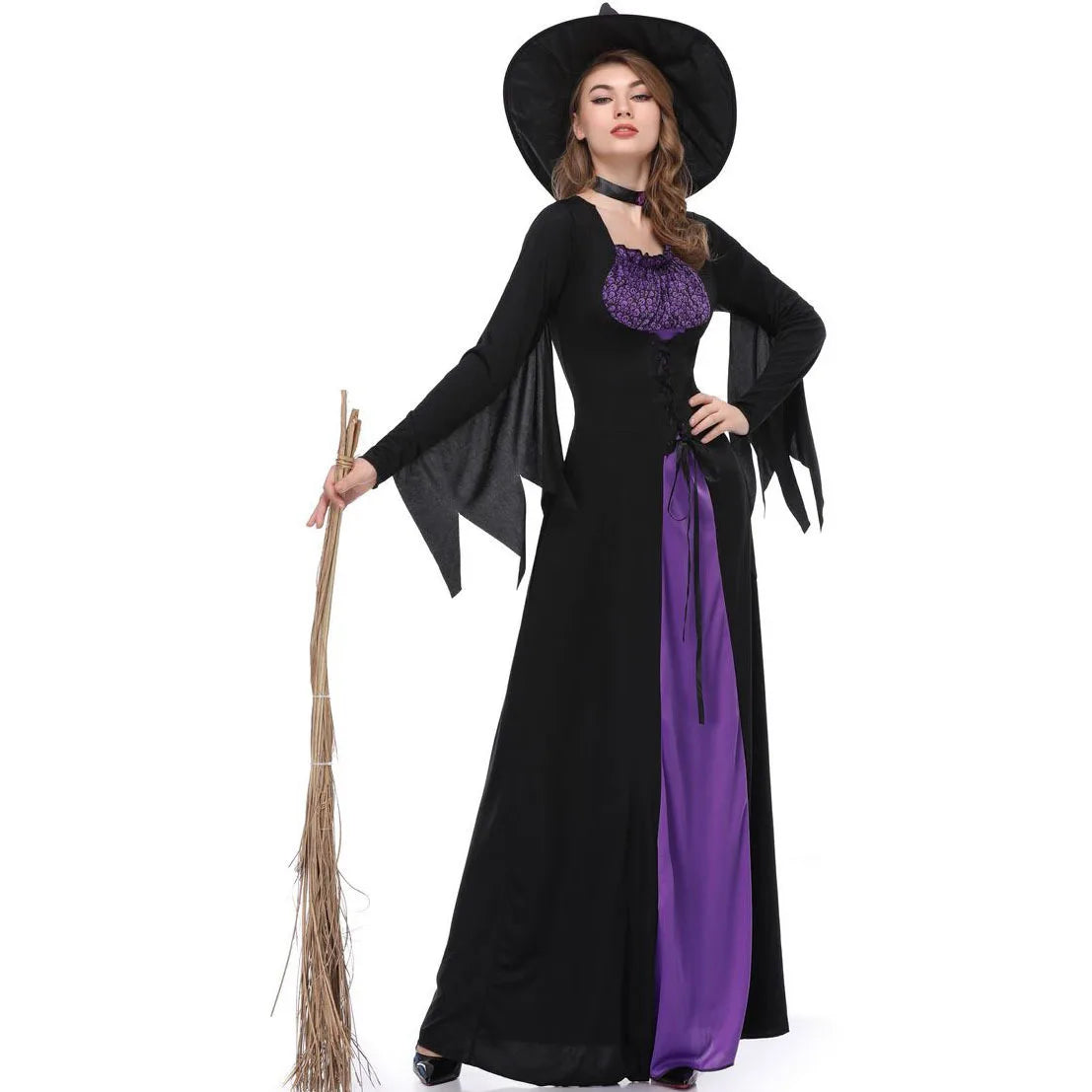 [You're My Secret] Halloween Witch Costumes for Women Adult Fantasy Vampire Witch Dress Up Carnival Performance Cosplay Dress - Seprincess