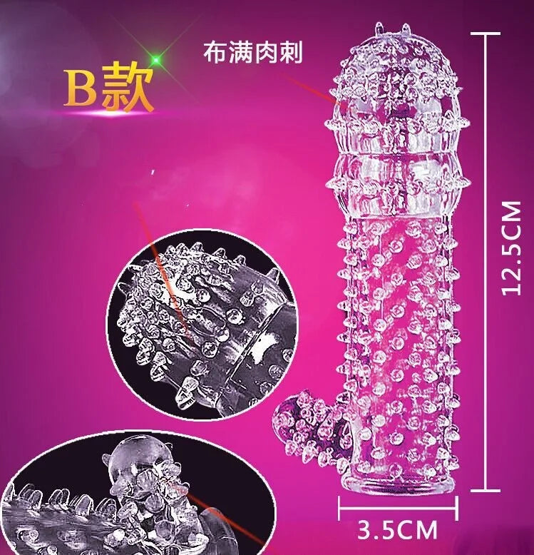 Wolf's Tooth Condom Crystal Single Box Large Particle Stabbing Penis Sleeve Reusable Cock Ring Extender Erotic Condoms for Men