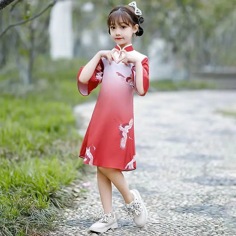 Kids Hanfu Dress Elegant Princess Dress Summer Dresses Chinese Cheongsams For Girls Traditional Chinese Dress Toddler Dress - Seprincess