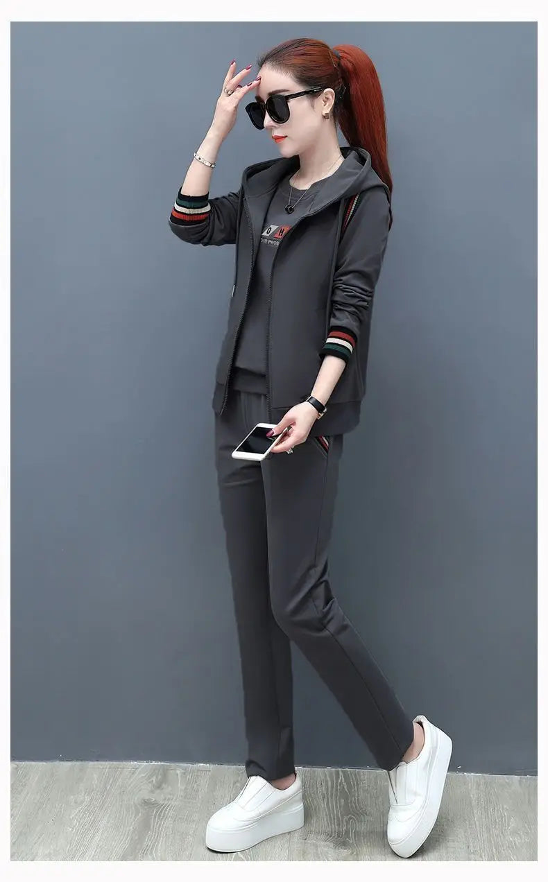 Fashion Women's Suit 2024 New Korean Version Spring and Autumn Long Sleeve Top Casual Sportswear Elegant Women's Three Suits - Seprincess