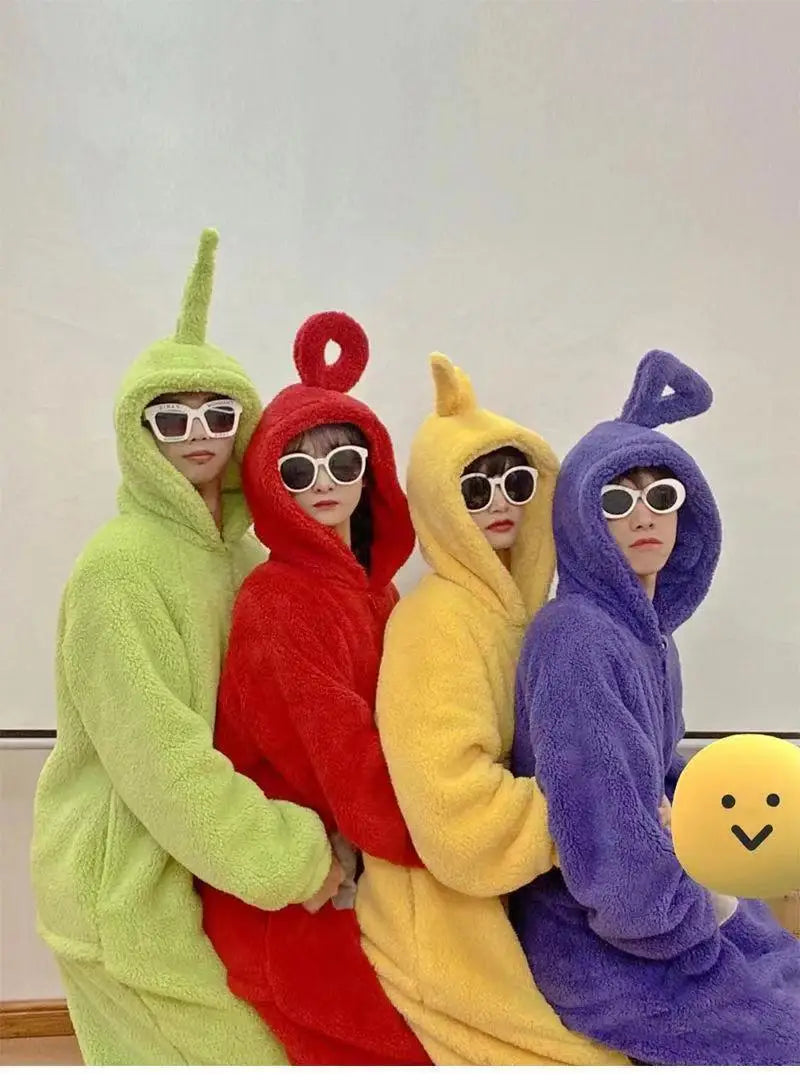 Miniso New Teletubbies Cartoon Adult Jumpsuit Costume Adult Onesie Pajamas Unisex Animal Cosplay One-Piece Clothes Homewear Gift - Seprincess