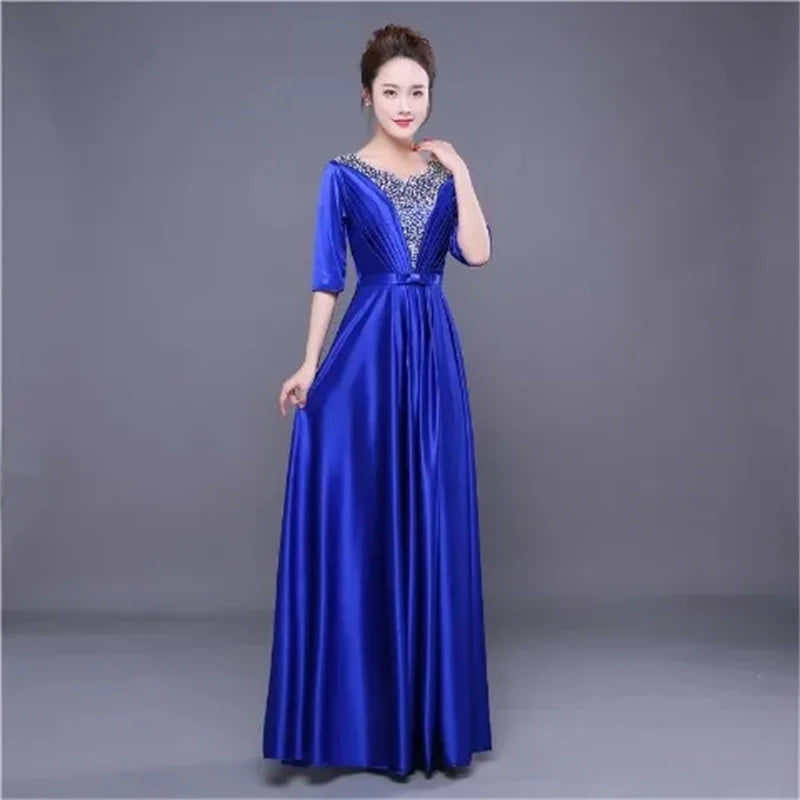 Elegant Elegant Choir Performance Dress Female Long High School Student Modern Fashion New Host Dress Female Evening Dress Femal - Seprincess