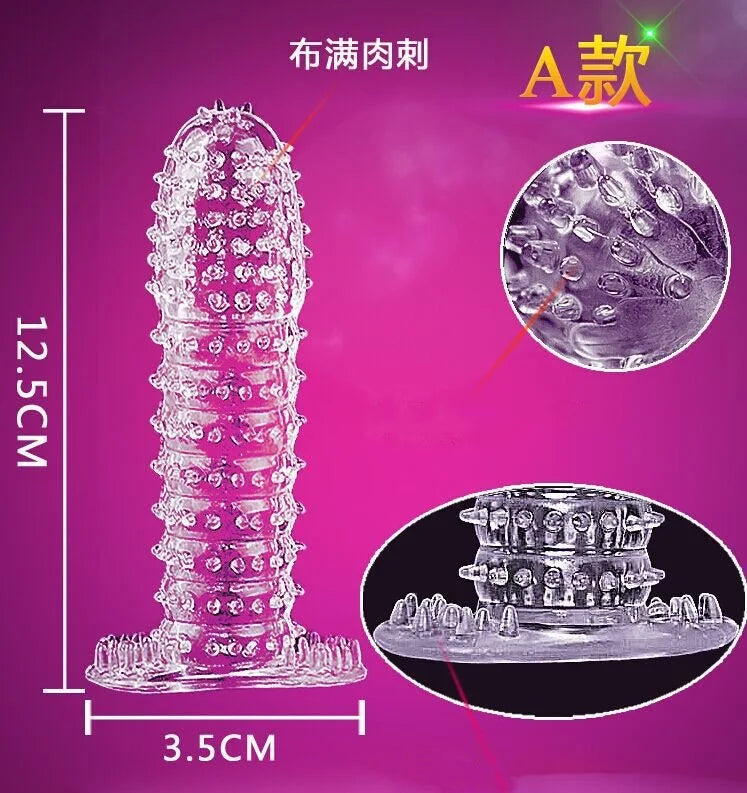 Wolf's Tooth Condom Crystal Single Box Large Particle Stabbing Penis Sleeve Reusable Cock Ring Extender Erotic Condoms for Men