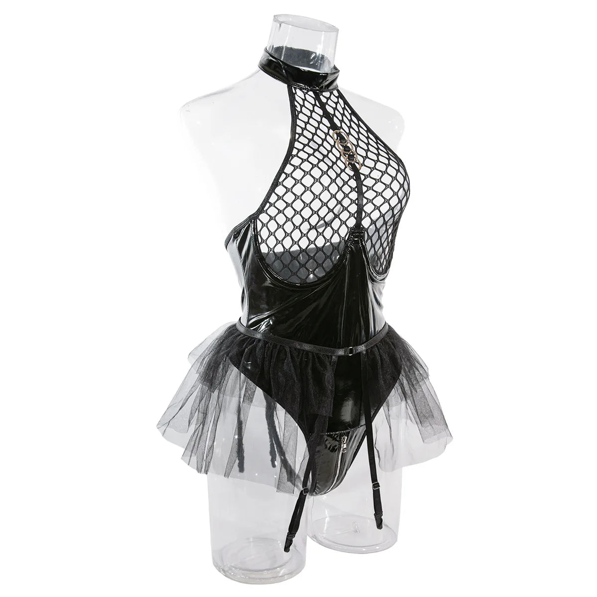 Lingerie Leather mesh tight integrated perspective fetish Short sets night richiami Scary costumes costumes call of the night - Seprincess