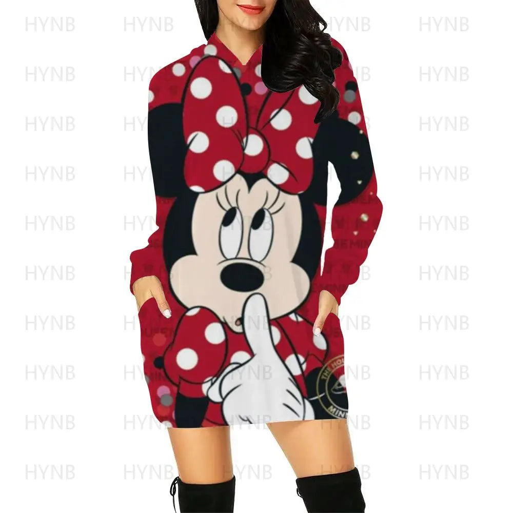 Sweater Dress Elegant Dresses for Women Long Sleeves Luxury Party Hoodie Disney Kawaii Mickey Women's 2024 Mini Minnie Mouse Y2k - Seprincess