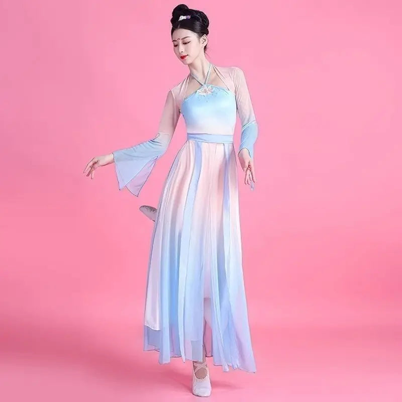 Chinese Classical Dance Costume Wanjiang Chinese Ancient Dance Practice Flowing Charm Hanfu Dance Performance Costume Women - Seprincess