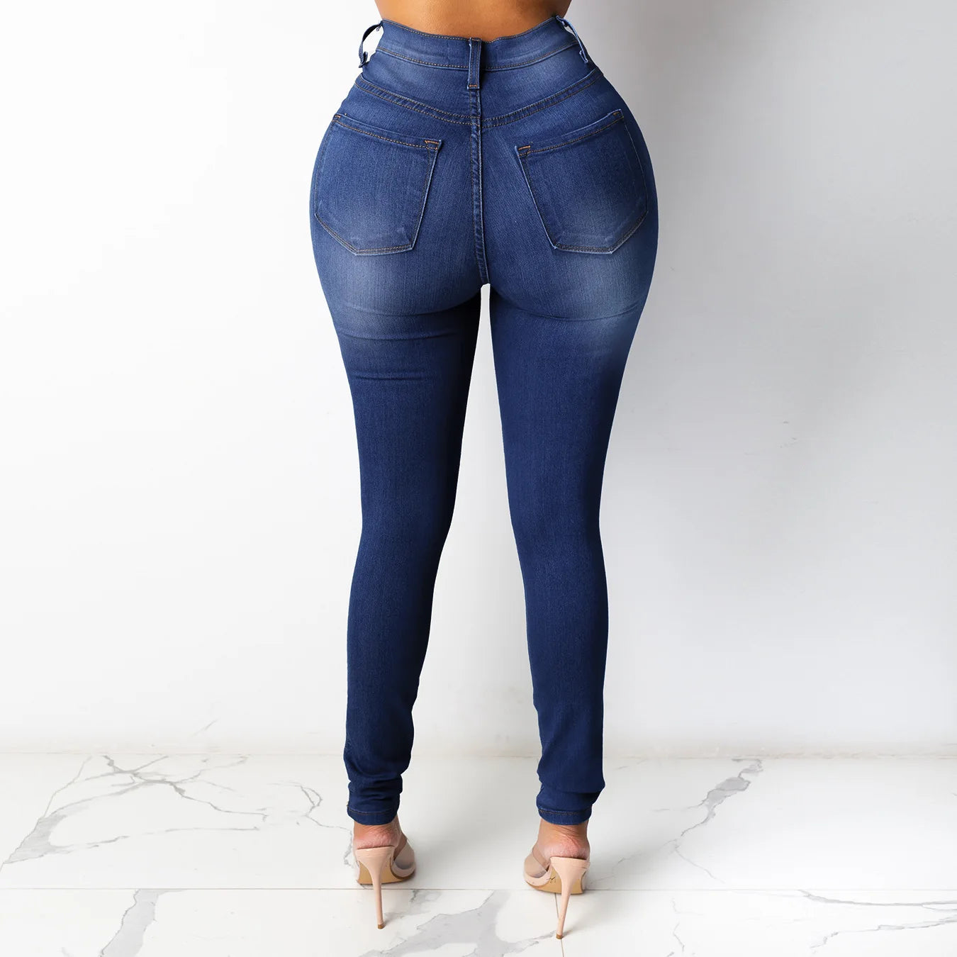 High Waist Denim Long Jean Casual Vintage Solid Skinny Youthful Women Office Lady Trouser Pencil Pants Fashion Trend Clothes New