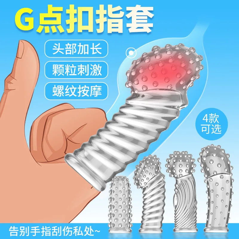 G-spot Finger Condoms Vaginal Stimulation Sex Toys For Man Woman Les Big Spikes Finger Sleeve Clitoris Massage Adult Sex Product - Seprincess