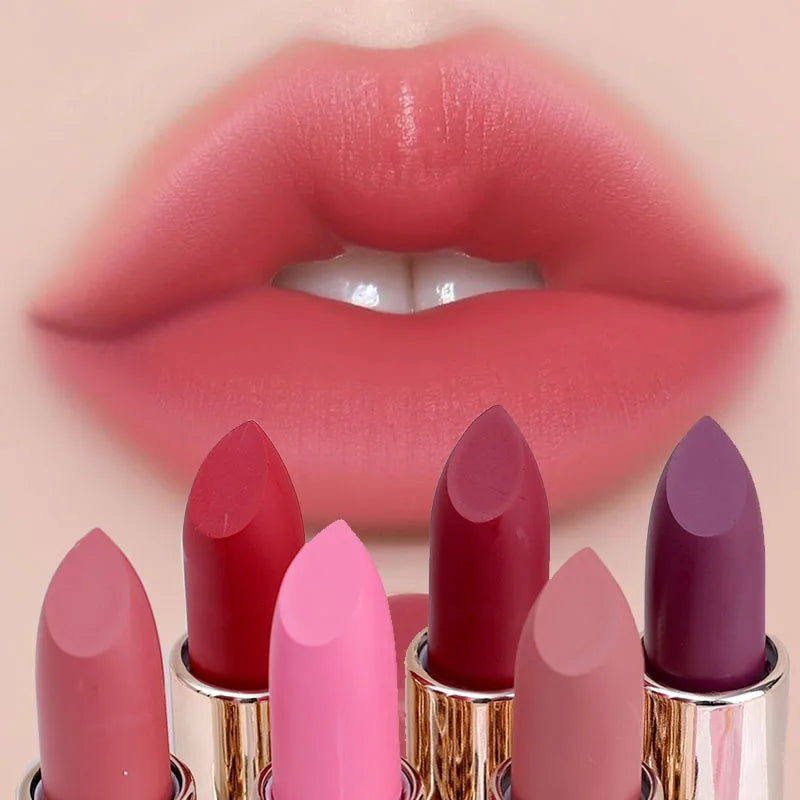 6 Colors Matte Lipstick Waterproof Velvet Nude Pink Lip Stick Pen Lasting Non-stick Cup Red Lip Glaze Sexy Lips Makeup Cosmetics - Seprincess