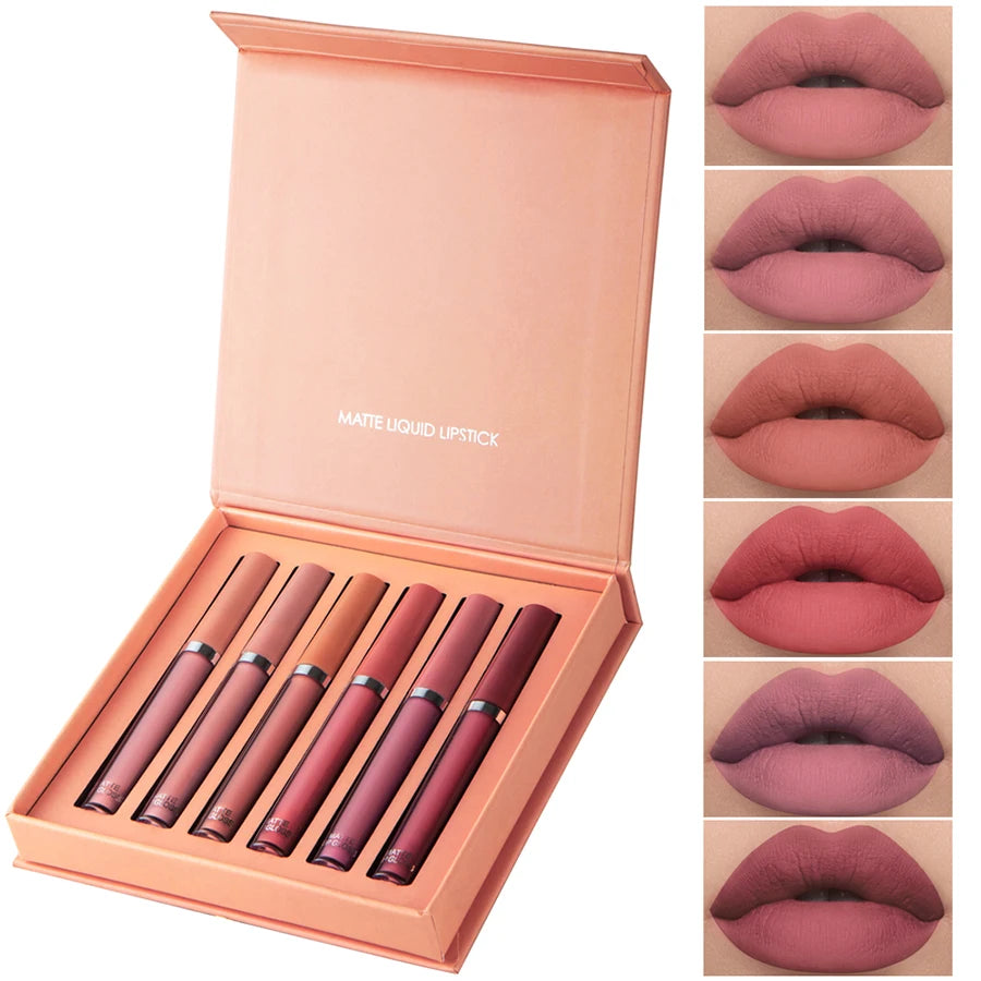 Holiday Gift Box 6PC/Set Matte Velvet Lip Gloss Waterproof Moisturizing Long-lasting Liquid Lipstick - Seprincess