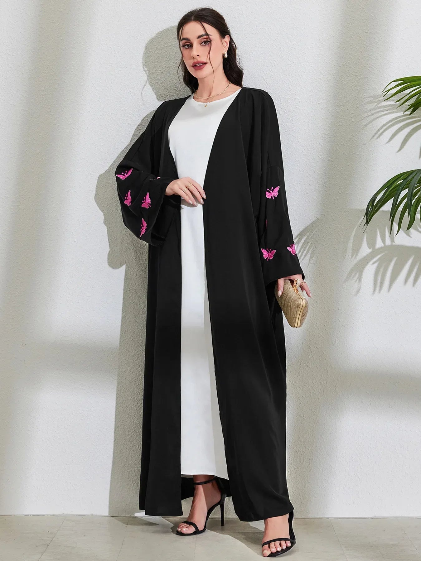 Eid Muslim Abayas for Women Butterfly Embroidery Elegant Cardigan Party Abaya Caftan Ramadan Dubai Arab Long Robe 2025 Dress - Seprincess