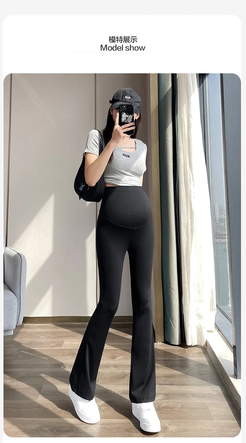 Maternity Yoga Pants For Summer 2024 New Clothes For Pregnant Women Fashion Solid Pregnancy Flare Shark Trousers Leggings M-xxl